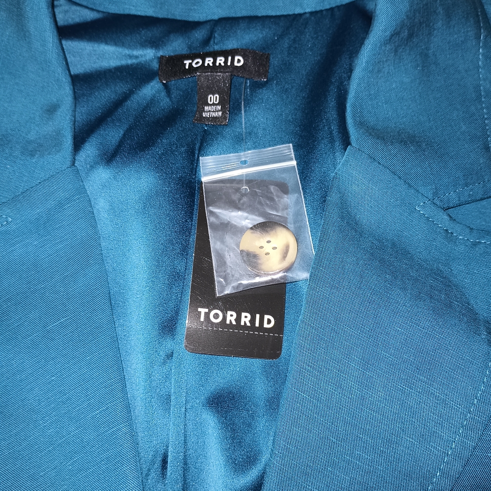 Torrid Studio Linen‎ Legion Blue Blazer 00 M/L 10 - Picture 2 of 13